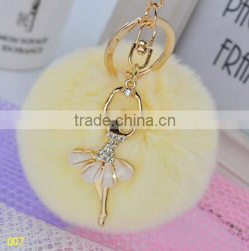 Cell Phone Car Handbag Charm lady Fur Ball Keychain/