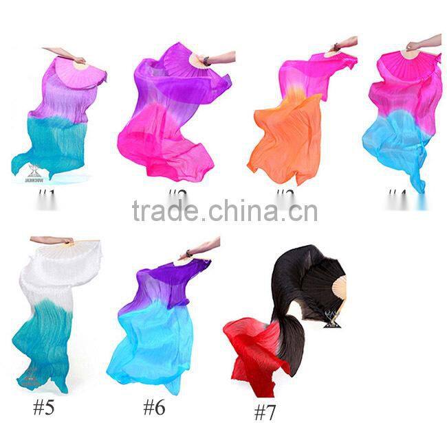 Real Silk Long Belly Dance silk chinese fan dance fans