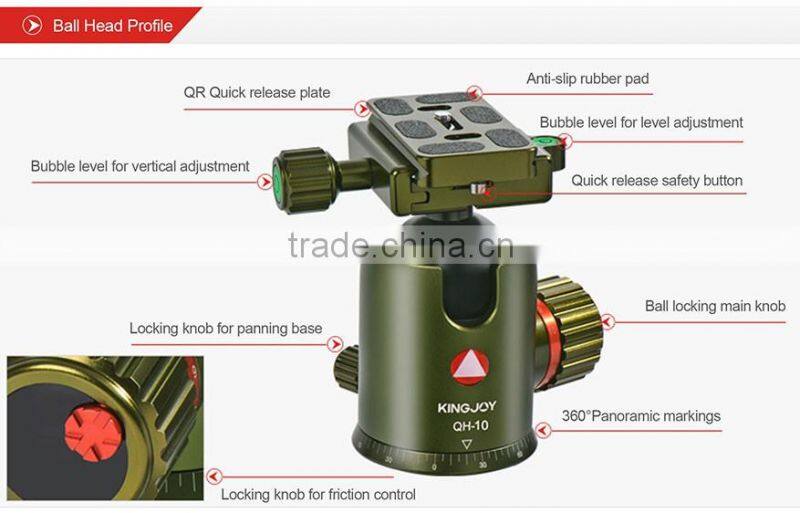 Kingjoy 2016 hot sell new products,carbon fiber monopod tripod for camera K2208+QH20