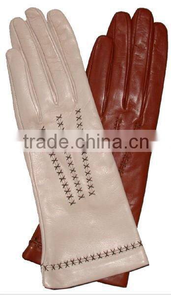 HS078 winter white leather gloves