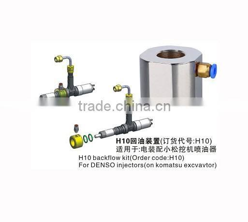 common rail Denso injector tool H10 backflow kit on Komatsu Excvavtor