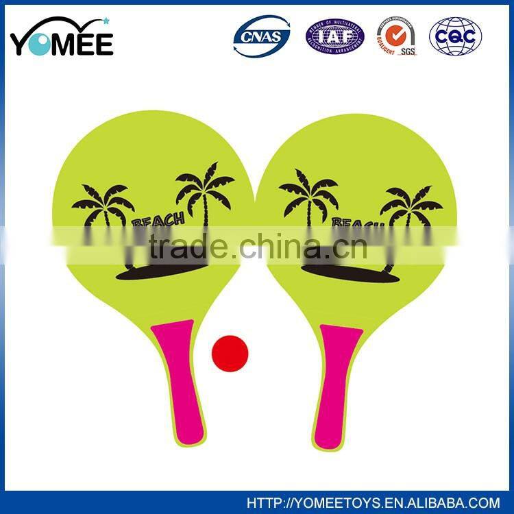 New arrival OEM kid games wooden beach racket with rubber ball