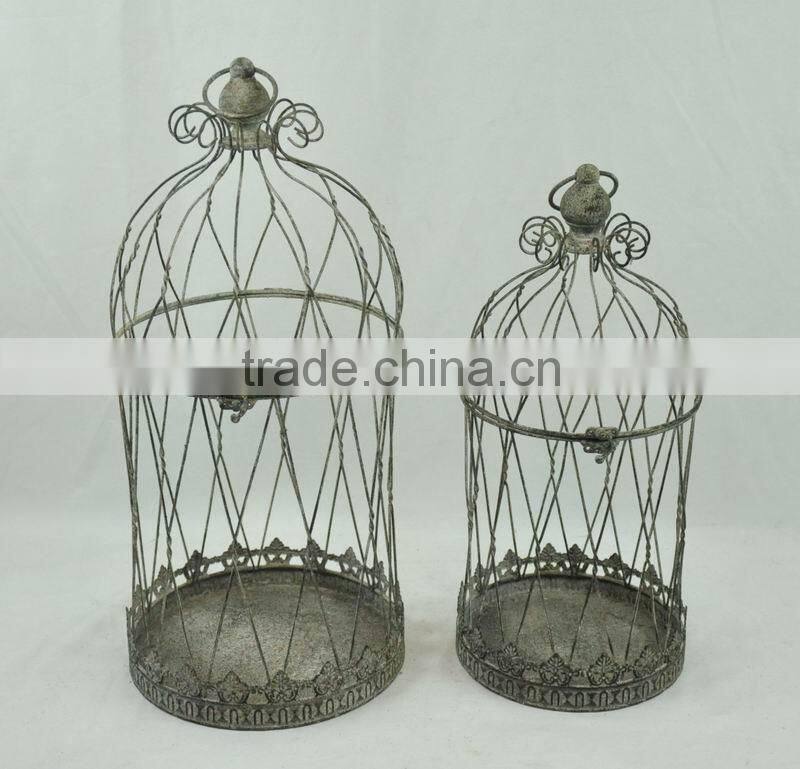 14A181MK S/2 Antique metal wire bird cages