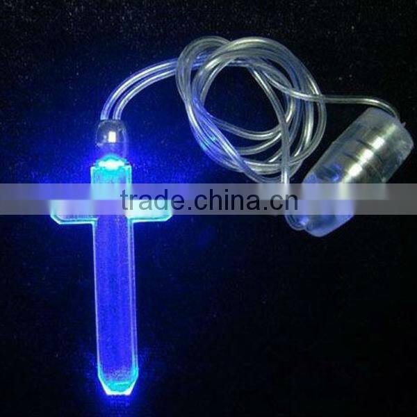 Led Flashing Cross Shaped Necklace Pendant