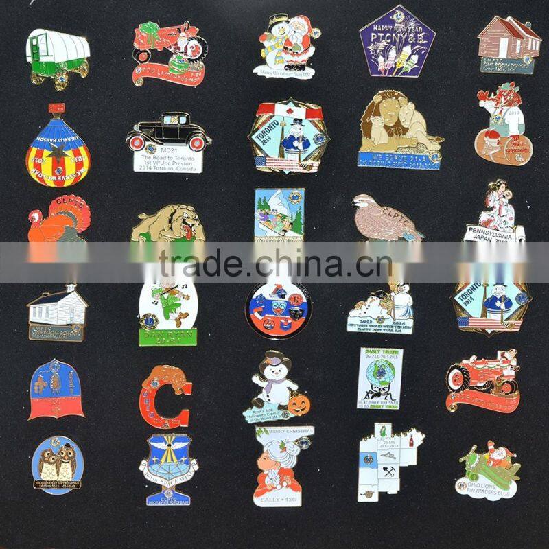 custom soft enamel gold plating metal round badge pin