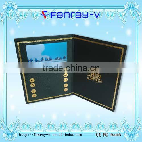 HOT! 7" lcd video screen in brochure card, video module in printed card