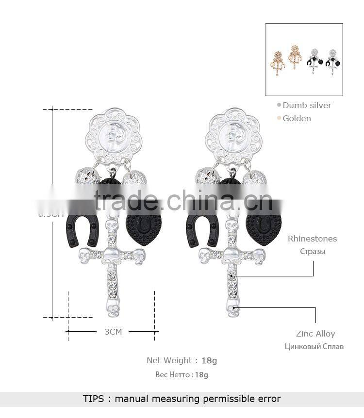 jewelry fashion gold earring, fashion earring, alloy dangle skull earrings jewelry