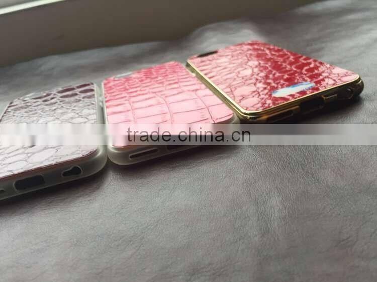 Electroplate TPU+Leather back for iphone 6 6s case with custom logo and high quality