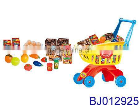 Fashion kid toy funny plastic shopping cart supermarket shopping trolley