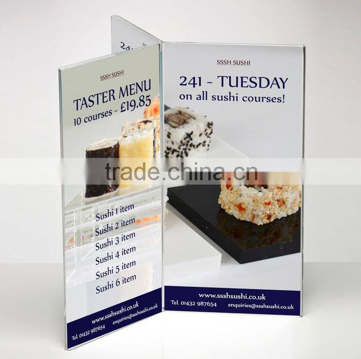 6 faced clear table top acrylic menu holder,acrylic menu stand,acrylic a5 menu stand