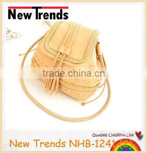 Cream braid PU bag and the tassels
