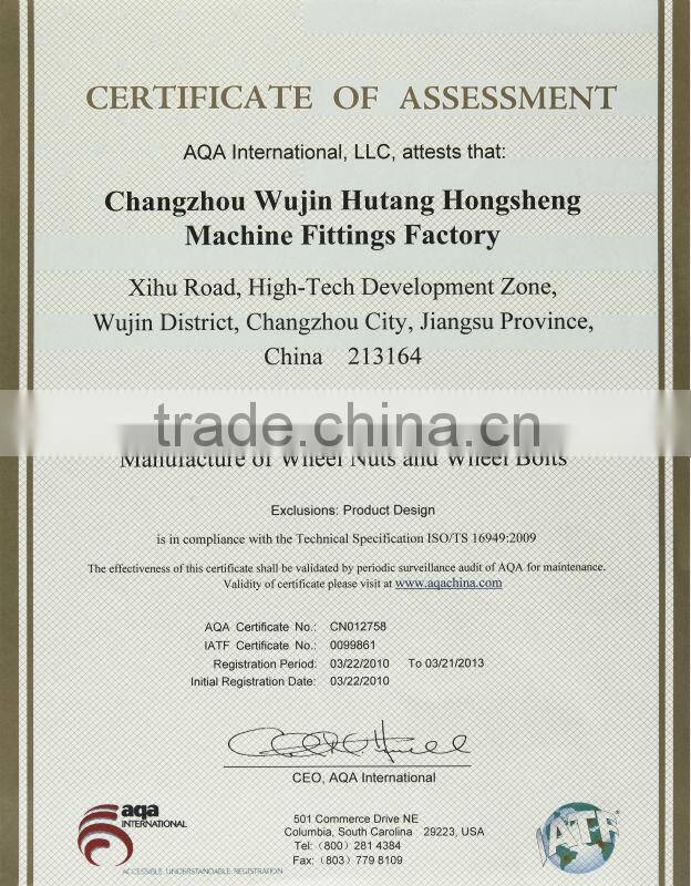 chromeplated 59mm length 19mm hex high strength wheel bolt