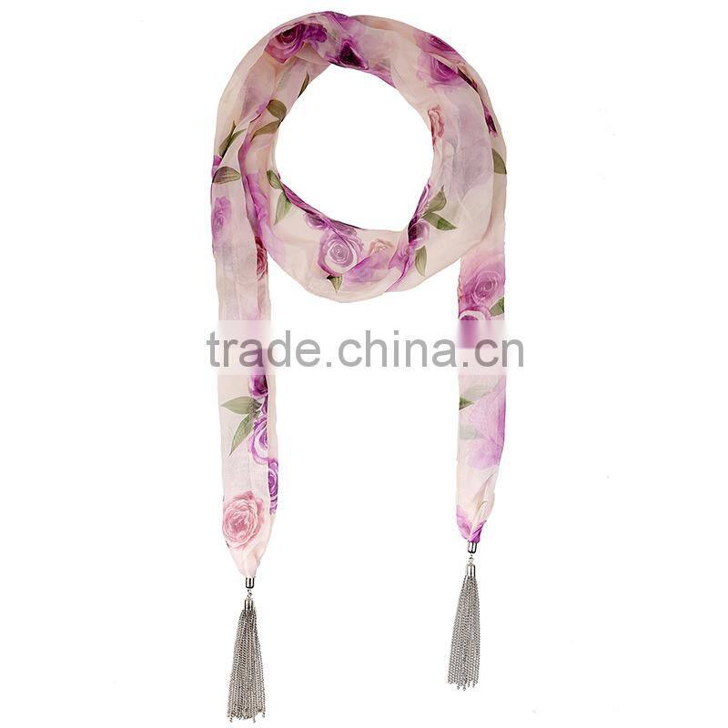 Fashion romantic rose pattern scarf,soft polyster scarf