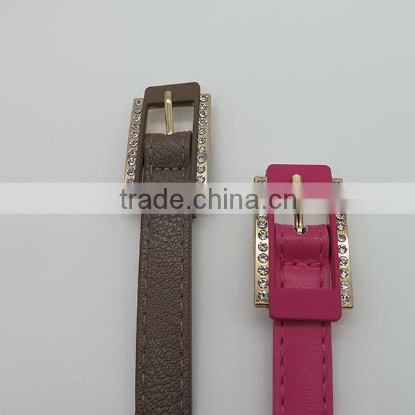 Stylish simple skinny belt with diamonds for women