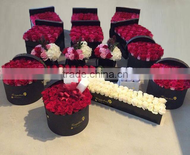 High quality black round flower boxes with ribbon