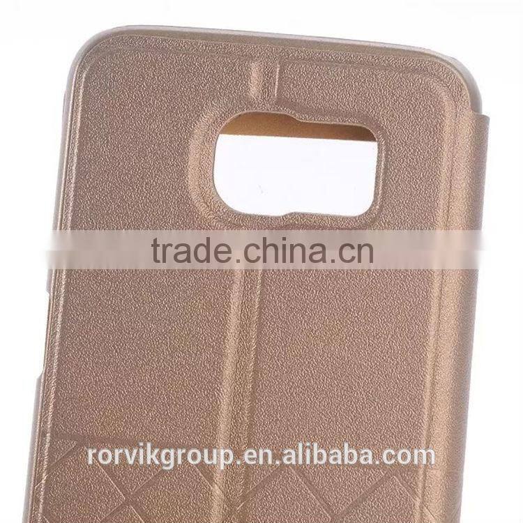 For samsung galaxy S6 window view PU leather case