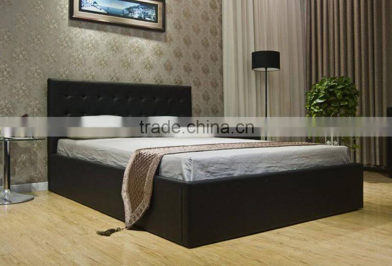 Eastern King Black Leatherette Storage Bed,Modern leather bed with lift storage MA001
