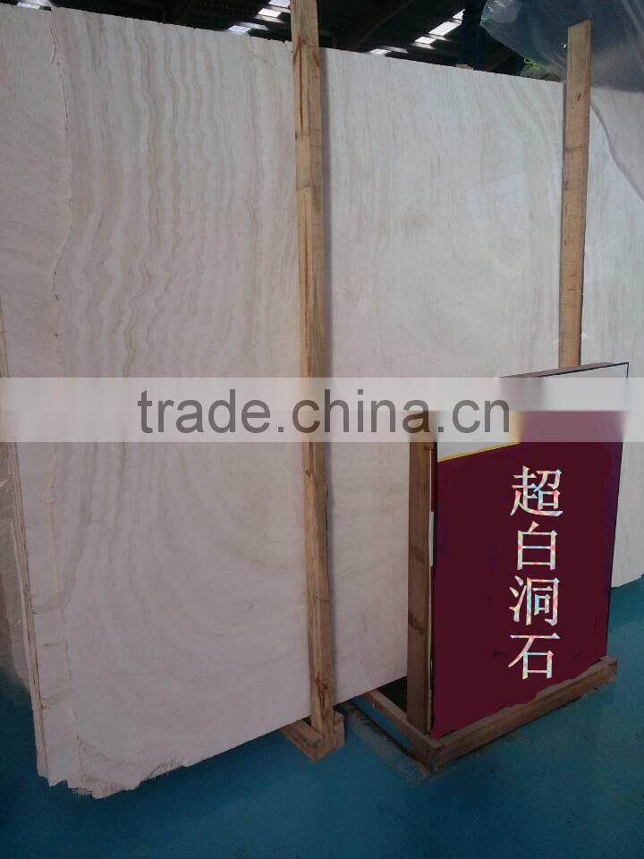 White travertine tile and slab