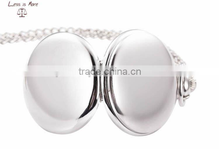 wholesale elegant glossy glod silver and black pocket watch necklace