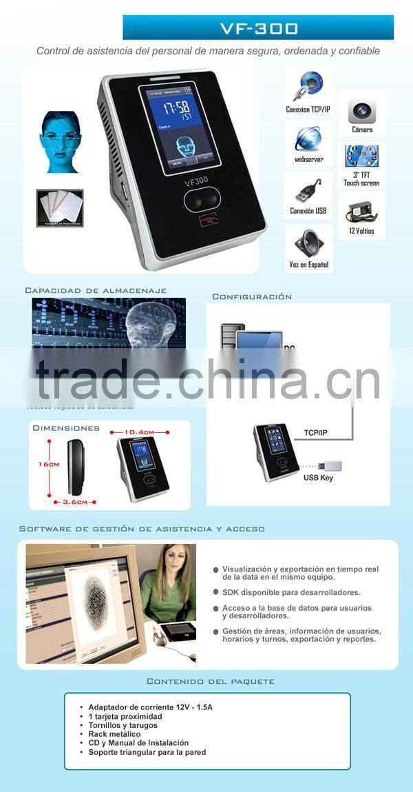 TCP/IP USB communication network mi-fare card and infrared color camera wall time clock biometric face time attendance reader