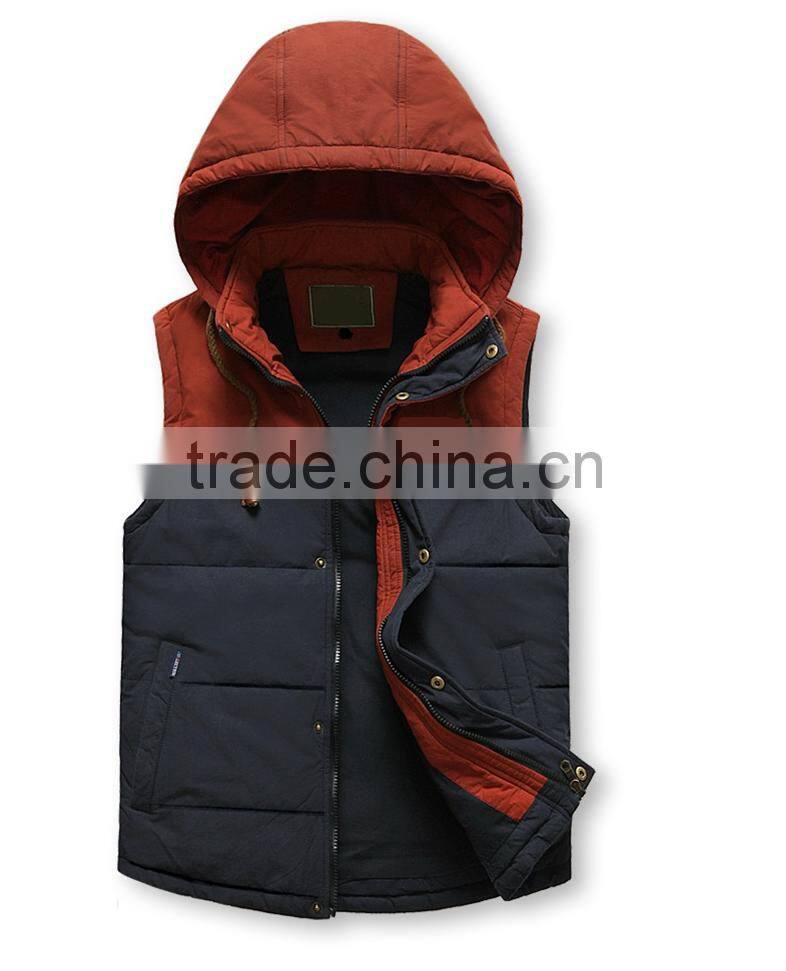 Winter men thick padded vest reversible double-sided thick jacket waistcoat for men