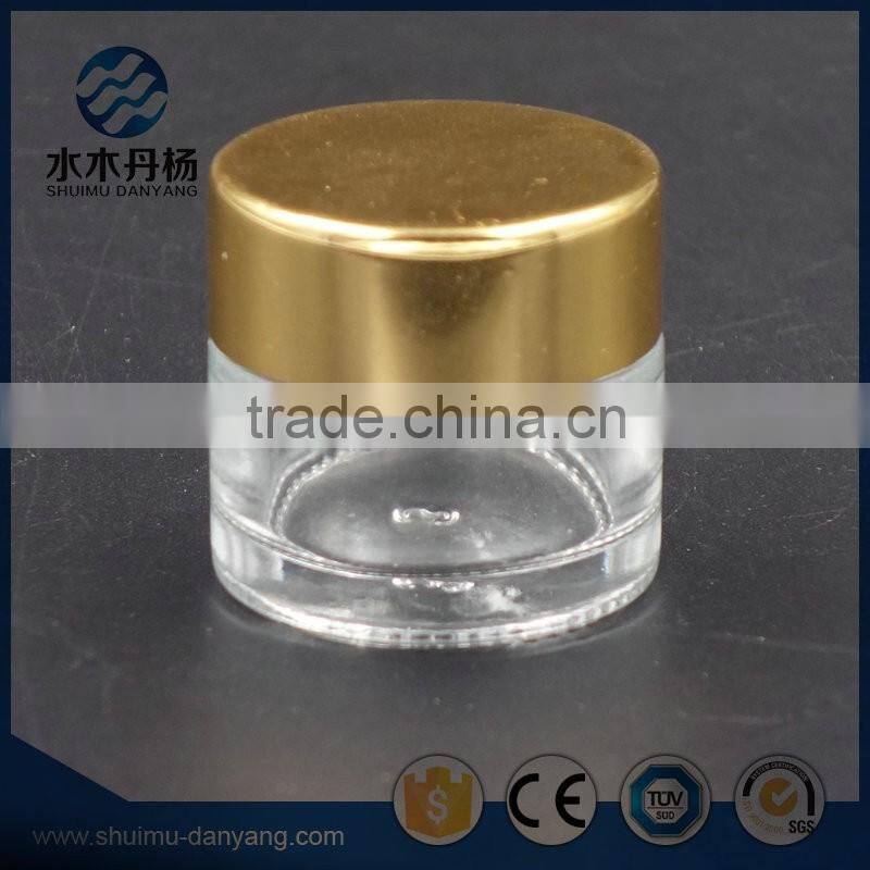 10ml golden screw cap clear glass cosmetic cream jar