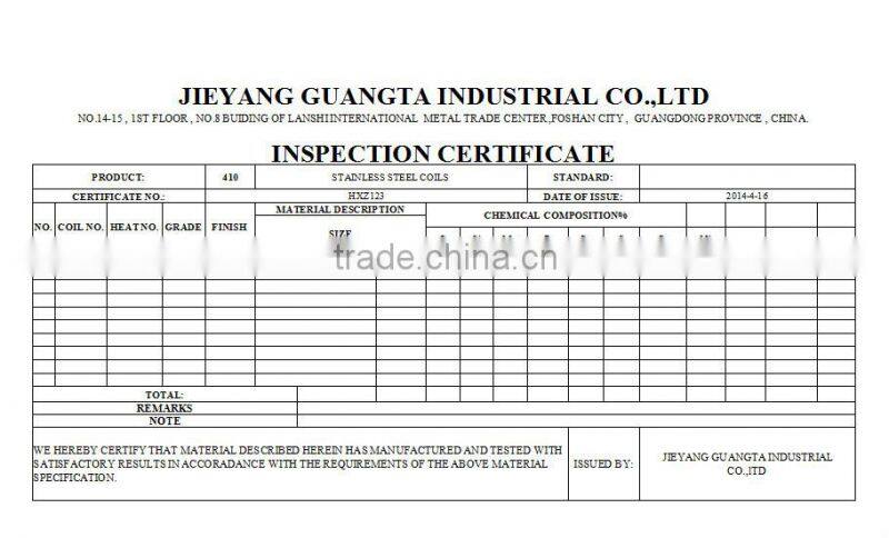 Guangta CR producer 410 stainless steel