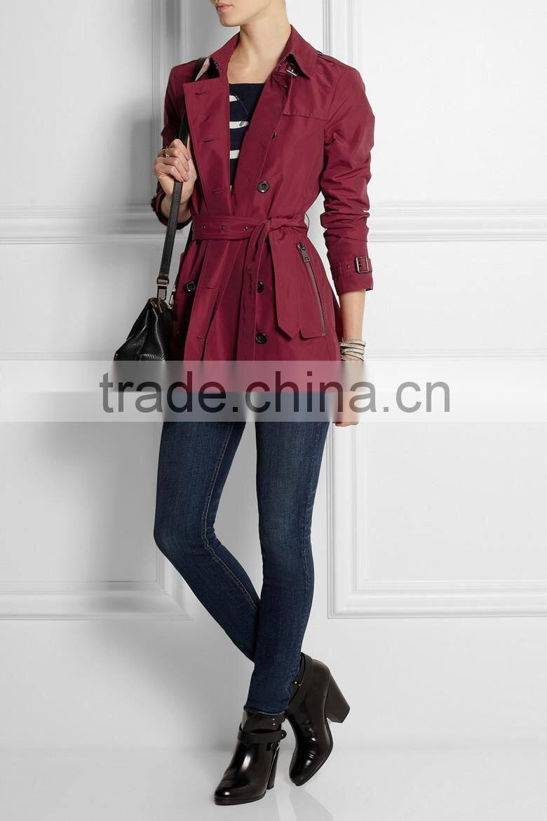 2015 autumn/winter woman long sleeve stylish trench coat women SYA15058
