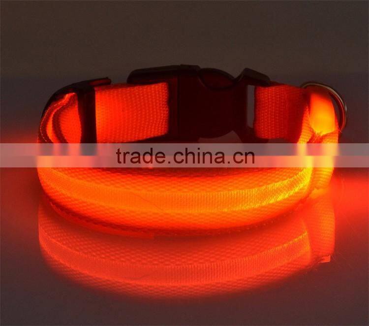 Safety Dog Collar Pet Products Nylon LED Collar Light-up Flashing Glow LED Collars