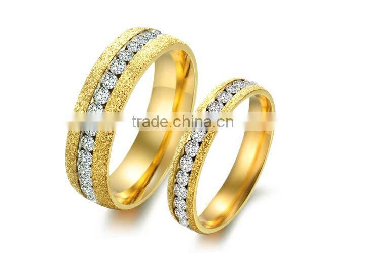 KSTONE Latest Designs Gold Shiny Couple Ring, Gold Crystal Ring For Couples