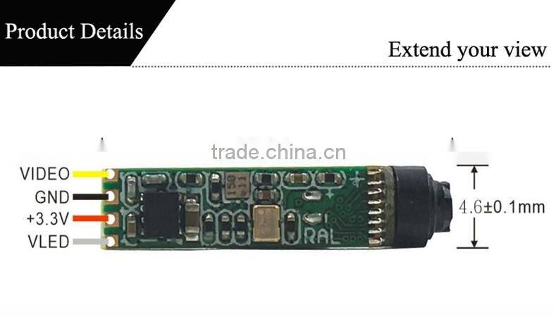 D4.5mm*L22mm 3cm-6cm focusing length mini camera module with 6 pcs white leds