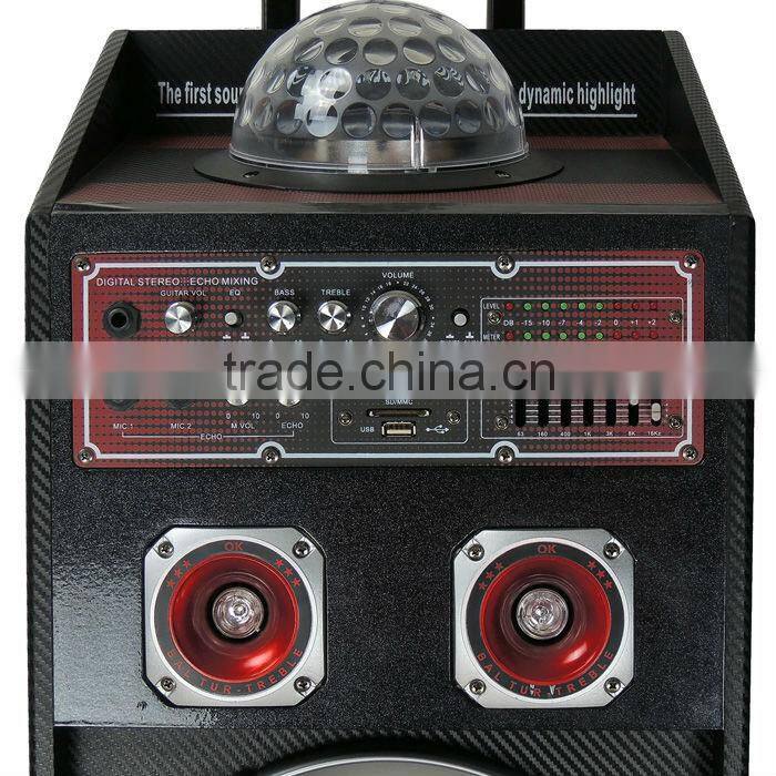 Dual 10" Rechargeable Trolley Speaker PA System with Bluetooth & Disco Light