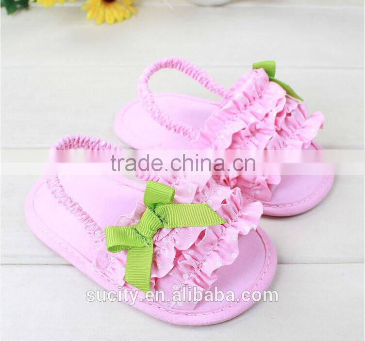 fancy new designs flat girls sandals with ribbon
