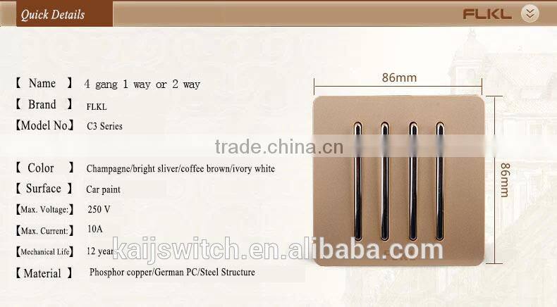 High quality 4 gang 1 way or 2 way switch