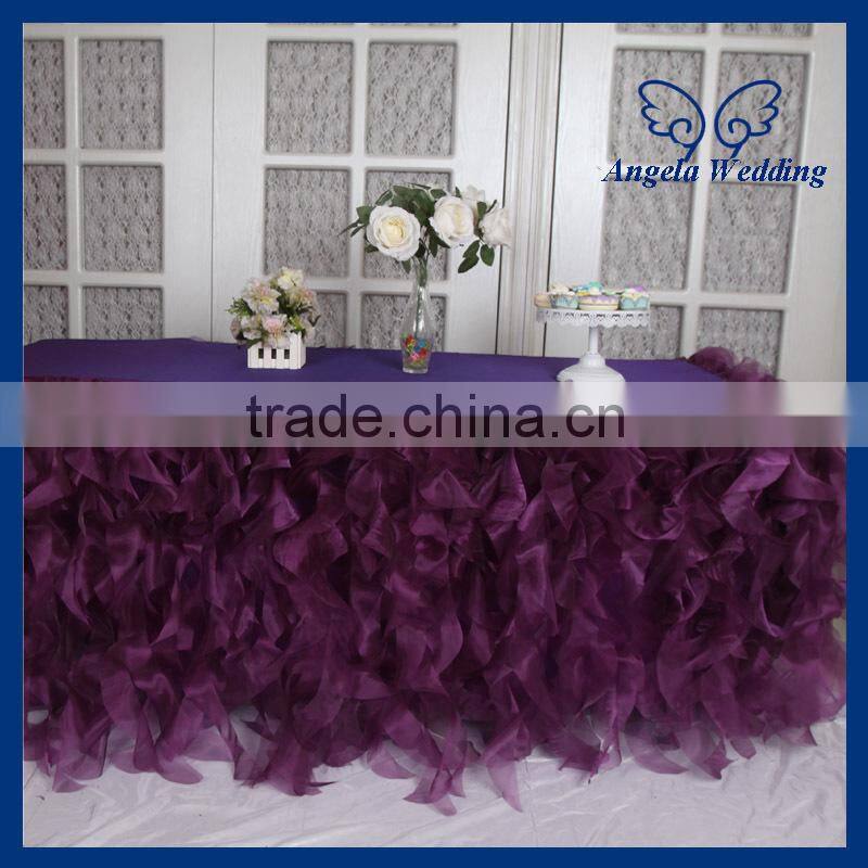 CH001D Elegant nice cheap curly willow ruffled wedding purple chair cover