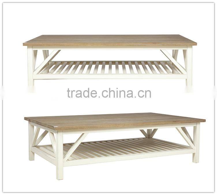 country style Crosspiece wood coffee table