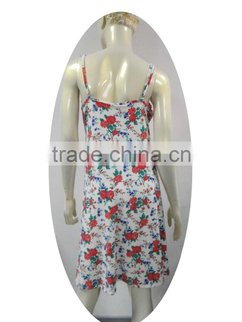 graceful nightgown with lace decorated floral printed