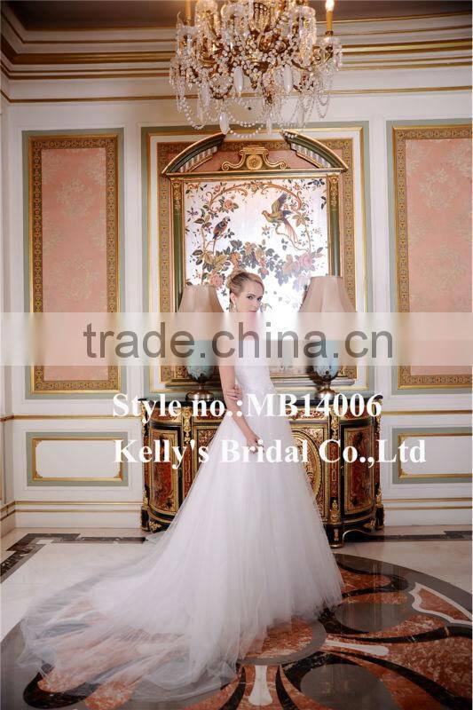 2015 Royal sweetheart neckline modern straps design sleeveless hand made lace tunisian bridesmaid dress