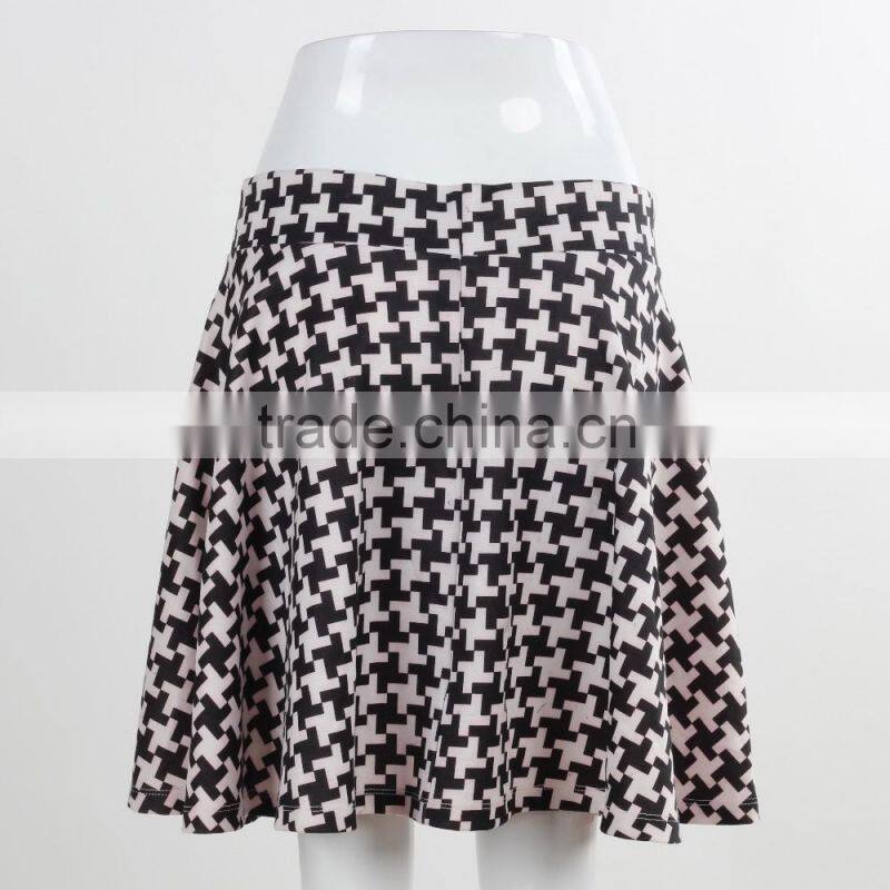 F5S43015 European Style Women Houndstooth Printed Flippy Skirts