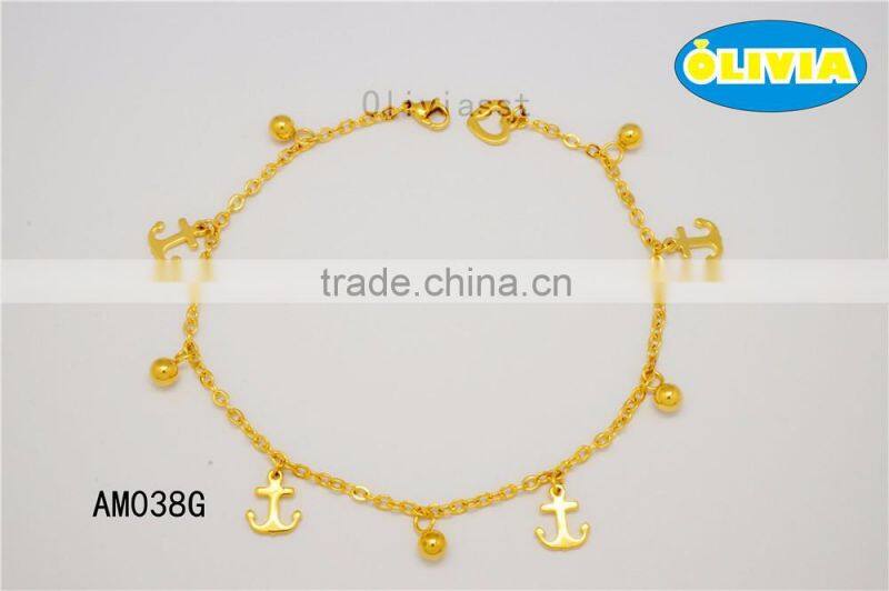 Olivia 2016 New Fashion Stainless Steel Jewerlry Simple Leaves design anklets for women