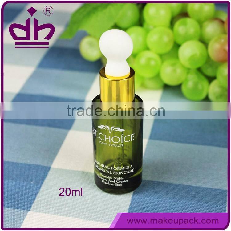 Shantou screen printing green glass face serum bottle