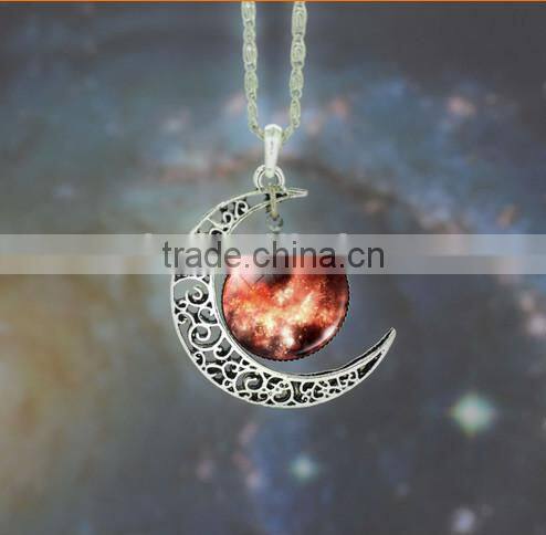 alloy moon time fashion pendant jewelry necklace