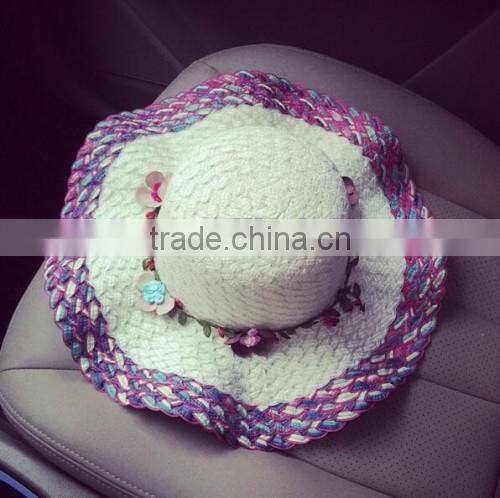 2016 fashion OEM selling colorful beach sun hats handmade boutique store new arrived girls straw hats