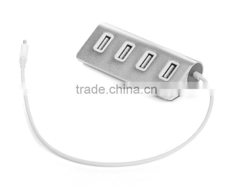 Good for gifts! Aluminium casing 4 port type c hub change to usb 2.0 hub for Macbook with LED indicators
