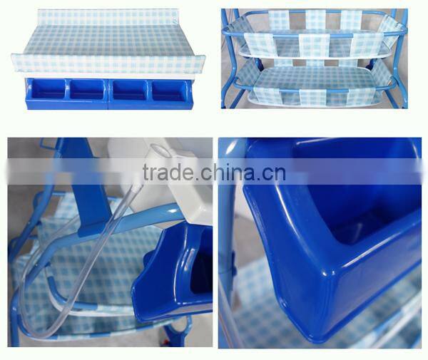 wholesale cheap plastic baby chaing table with two layer storage