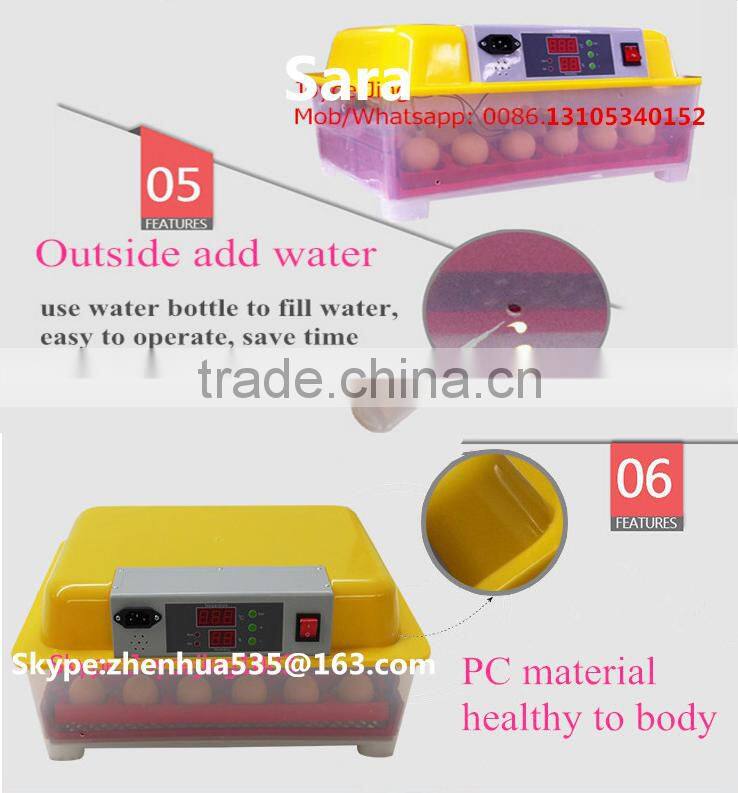 Full automatic mini chicken egg incubator ZH-24 incubator for sale