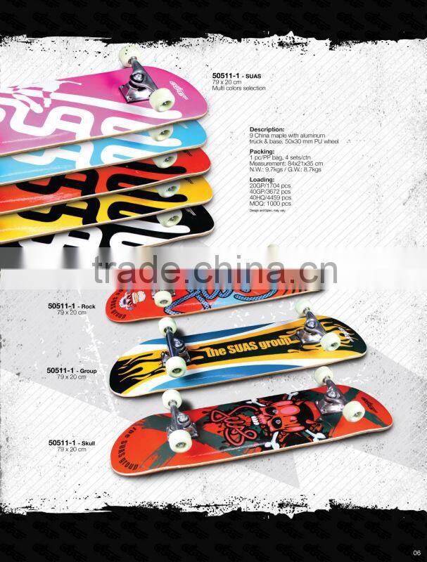 SUAS 9 ply China Maple SkateBoard