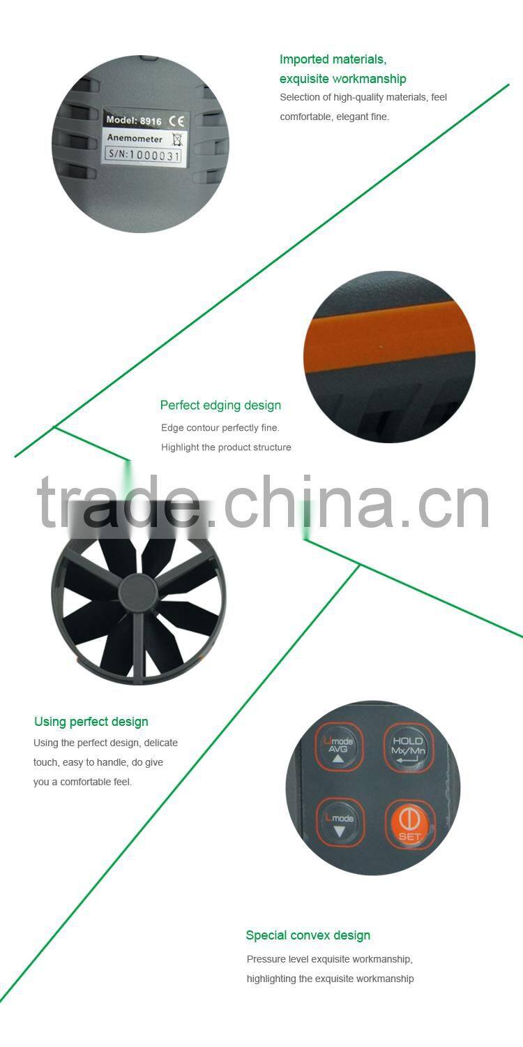 AZ8916 High Precision 10cm Vane Digital Anemometer Wind Speed Measuring Instrument Air Flow Detector with Optional Wind Shield