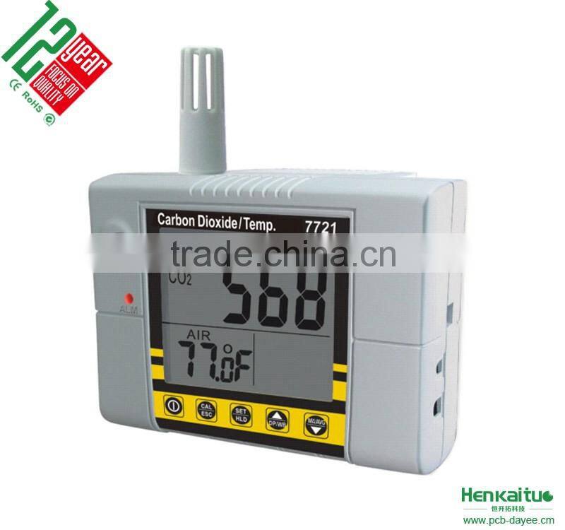 Wallmount Super Large LCD Carbon Dioxide Gas Temperature Detector With Alarm