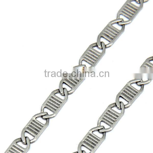 stainless steel flat silver new design biker chain jewelry